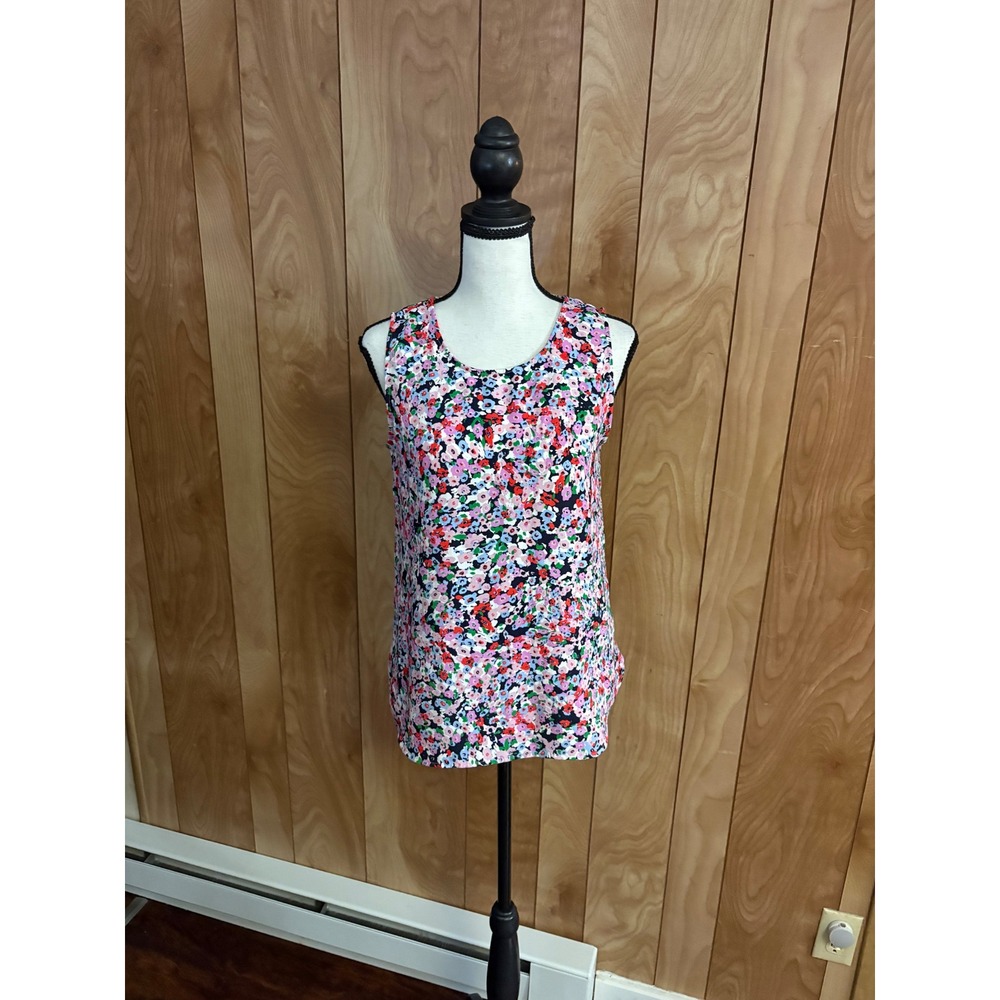 Halogen Womens XS Floral Sleeveless Blouse Multi Color Scoop Neck High Low Hem